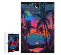 1000 PCS Jigsaw Puzzles for Adults Jigsaw Neon Tropical Sunset Adult Puzzles Anti-Stress Toys Difficult Hard Challenging Game Gifts 1000 PCS