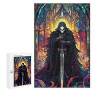 1000 PCS Jigsaw Puzzles for Adults Jigsaw Stained Glass Skeleton Knight Adult Puzzles Relaxing Games Enhance Memory Christmas Birthday Gifts 1000 PCS