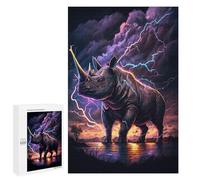 1000 PCS Jigsaw Puzzles for Adults Jigsaw Thundering Rhino Epic Wildlife Artwork Adult Puzzles Relaxing Games Enhance Memory Christmas Birthday Gifts 1000 PCS