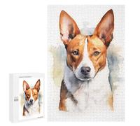 1000 PCS Jigsaw Puzzles for Adults Jigsaw Watercolor Basenji Adult Jigsaw Brain Teaser Game Hand Speed Race Challenging Game Gifts 1000 PCS