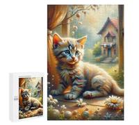 1000 PCS Jigsaw Puzzles for Adults Jigsaw Whimsical Kitten Window View Adult Puzzles Relaxing Games Enhance Memory Christmas Birthday Gifts 1000 PCS
