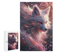 1000 PCS Jigsaw Puzzles for Adults Jigsaw White Kitsune Fox Head Adult Jigsaw Brain Teaser Game Hand Speed Race Challenging Game Gifts 1000 PCS