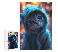 1000 PCS Jigsaw Puzzles for Adults Kawaii Cat in Blue Onesie Jigsaws for Adults DIY Toys Analysis And Logic Unique Gifts for Birthday And Christmas 1000 PCS