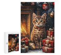 1000 PCS Jigsaw Puzzles for Adults Kitten by The Fireplace Jigsaw for Adults Brain Teaser Game Birthday Present Difficult And Challenge 1000 PCS