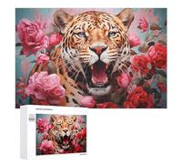 1000 PCS Jigsaw Puzzles for Adults Leopard Amidst Flowers Jigsaw for Adults Family Games Presents for Women Parent-child Interaction 1000 PCS