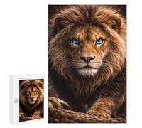 1000 PCS Jigsaw Puzzles for Adults Majestic Lion with Piercing Blue Eyes Puzzle for Adults DIY Toys Precision Cutting Unique Gifts for Birthday And Christmas 1000 PCS