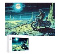 1000 PCS Jigsaw Puzzles for Adults Motorcycle Journey Under The Moonlit Sky Teenagers Puzzles Hands-on Game Improve Memory Parent-child Interaction 1000 PCS