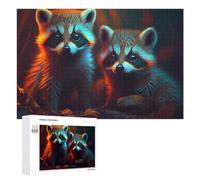 1000 PCS Jigsaw Puzzles for Adults Neon Raccoons A Digital Artwork Jigsaw for Adults Family Games Presents for Women Parent-child Interaction 1000 PCS