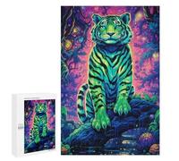 1000 PCS Jigsaw Puzzles for Adults Neon Tiger in Fantasy Forest Jigsaw for Adults Relax Games For Family Fun for Is Ideal As A Gift 1000 PCS