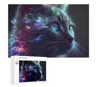 1000 PCS Jigsaw Puzzles for Adults Neon Whiskered Cat Portrait Puzzles for Adults DIY Toys Home Decoration Difficult And Challenge 1000 PCS