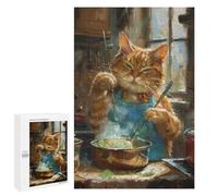 1000 PCS Jigsaw Puzzles for Adults Orange Tabby Cat Cooking Adult Puzzles Toy Wall Decor But Fun And Humorous Parent-child Interaction 1000 PCS