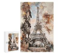 1000 PCS Jigsaw Puzzles for Adults Parisian Eiffel Tower Watercolor Jigsaw for Adults Family Games Presents for Women Parent-child Interaction 1000 PCS
