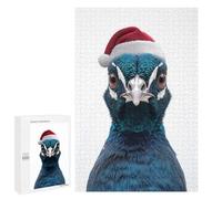1000 PCS Jigsaw Puzzles for Adults Peacock Wearing A Santa Hat Jigsaw for Adults Brain Teaser Game Birthday Present Difficult And Challenge 1000 PCS