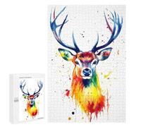 1000 PCS Jigsaw Puzzles for Adults Rainbow Deer Watercolor Jigsaw for Adults Brain Teaser Game Birthday Present Difficult And Challenge 1000 PCS