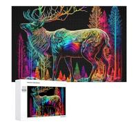 1000 PCS Jigsaw Puzzles for Adults Rainbow Forest Deer Illustration Puzzles for Adults DIY Toys Home Decoration Difficult And Challenge 1000 PCS