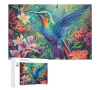 1000 PCS Jigsaw Puzzles for Adults Rainbow Hummingbird in Bloom Teenagers Puzzles Hands-on Game Improve Memory Parent-child Interaction 1000 PCS