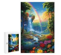 1000 PCS Jigsaw Puzzles for Adults Rainbow Paradise with Waterfall Teenagers Puzzles Hands-on Game Improve Memory Parent-child Interaction 1000 PCS