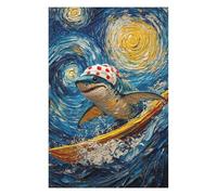 1000 PCS Jigsaw Puzzles for Adults Shark Surfing Starry Night Adult Jigsaw Puzzle Brain Teaser Game Difficult Challenge Difficult And Challenge 1000 PCS
