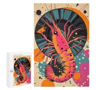 1000 PCS Jigsaw Puzzles for Adults Shrimp with Retro Design Abstract Shrimp Artwork in Vibrant Colors Jigsaws for Adults DIY Toys Analysis And Logic Unique Gifts for Birthday And Christmas 1000 PCS