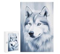 1000 PCS Jigsaw Puzzles for Adults Siberian Husky Portrait in Blue Tones Jigsaw Puzzle Hands-on Game But Fun And Humorous Birthday And Unique Gifts 1000 PCS