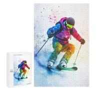 1000 PCS Jigsaw Puzzles for Adults Skier in Colorful Snow Jigsaws for Adults DIY Toys Analysis And Logic Unique Gifts for Birthday And Christmas 1000 PCS