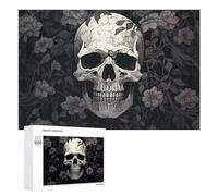 1000 PCS Jigsaw Puzzles for Adults Skull with Floral Background Artwork Jigsaw for Adults Family Games Presents for Women Parent-child Interaction 1000 PCS