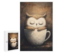 1000 PCS Jigsaw Puzzles for Adults Sleeping Owl in Coffee Cup Jigsaw for Adults Relax Games Hand Speed Race for Is Ideal As A Gift 1000 PCS
