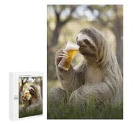 1000 PCS Jigsaw Puzzles for Adults Sloth Sipping A Beer Jigsaw for Adults Brain Teaser Game Birthday Present Difficult And Challenge 1000 PCS