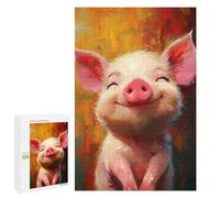 1000 PCS Jigsaw Puzzles for Adults Smiling Happy Pig Jigsaw for Adults Brain Teaser Game Birthday Present Difficult And Challenge 1000 PCS