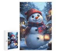 1000 PCS Jigsaw Puzzles for Adults Smiling Snowman with Lantern Christmas Jigsaw for Adults Brain Teaser Game Birthday Present Difficult And Challenge 1000 PCS