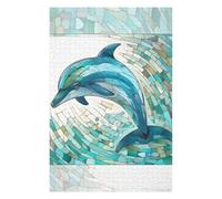 1000 PCS Jigsaw Puzzles for Adults Stained Glass Dolphin Adult Jigsaw Puzzle Brain Teaser Game Difficult Challenge Difficult And Challenge 1000 PCS