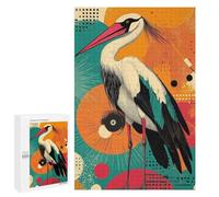 1000 PCS Jigsaw Puzzles for Adults Stork with Geometric Background Graceful Crane A Vibrant Pop Art Expression Jigsaw for Adults Brain Teaser Game Birthday Present Difficult And Challenge 1000 PCS