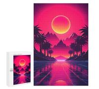 1000 PCS Jigsaw Puzzles for Adults Synthwave Sunset Tropical Jigsaw for Adults Relax Games Hand Speed Race for Is Ideal As A Gift 1000 PCS