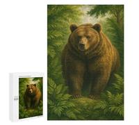 1000 PCS Jigsaw Puzzles for Adults Teenagerss Brown Bear in Lush Green Forest Puzzles for Adults Family Games Wall Art for Is Ideal As A Gift 1000 PCS