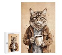 1000 PCS Jigsaw Puzzles for Adults Teenagerss Cat Animals Coffee Jigsaw Hands-on Game Hand Speed Race Unique Gifts for Birthday And Christmas 1000 PCS