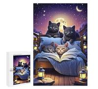 1000 PCS Jigsaw Puzzles for Adults Teenagerss Cats Reading Under Moonlight Puzzles for Adults Hands-on Game Precision Cutting Parent-child Interaction 1000 PCS