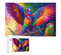 1000 PCS Jigsaw Puzzles for Adults Teenagerss Colorful Macaws in Amazon Rainforest Puzzles for Adults Hands-on Game Precision Cutting Parent-child Interaction 1000 PCS