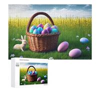 1000 PCS Jigsaw Puzzles for Adults Teenagerss Easter Basket with Eggs-1 Puzzles for Adults Hands-on Game Precision Cutting Parent-child Interaction 1000 PCS