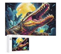 1000 PCS Jigsaw Puzzles for Adults Teenagerss Galactic Gator Cosmic Crocodile Artwork Puzzles for Adults Hands-on Game Precision Cutting Parent-child Interaction 1000 PCS