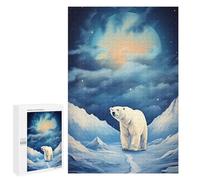 1000 PCS Jigsaw Puzzles for Adults Teenagerss Polar Bear Under Moonlit Sky Puzzles for Adults Hands-on Game Precision Cutting Parent-child Interaction 1000 PCS