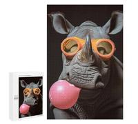 1000 PCS Jigsaw Puzzles for Adults Teenagerss Rhino Bubblegum Jigsaw Puzzle Toy Wall Decor Wall Art Birthday And Unique Gifts 1000 PCS