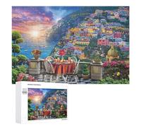 1000 PCS Jigsaw Puzzles for Adults Teenagerss Romantic Sunset Dinner Scene Puzzle Puzzles for Adults Hands-on Game Precision Cutting Parent-child Interaction 1000 PCS