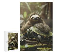 1000 PCS Jigsaw Puzzles for Adults Teenagerss Sloth Chilling on Turtle Jigsaw Hands-on Game Hand Speed Race Unique Gifts for Birthday And Christmas 1000 PCS