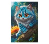 1000 PCS Jigsaw Puzzles for Adults Teenagerss Smiling Cat on The Rocks Jigsaw Puzzle DIY Toys Perfect Decoration Parent-child Interaction 1000 PCS