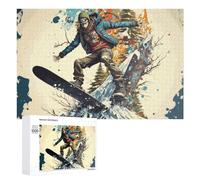 1000 PCS Jigsaw Puzzles for Adults Teenagerss Snowboarder in Action on Mountain Peak Puzzles for Adults Hands-on Game Precision Cutting Parent-child Interaction 1000 PCS