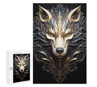 1000 PCS Jigsaw Puzzles for Adults Teenagerss The Golden Regal Wolf Puzzles for Adults Family Games Wall Art for Is Ideal As A Gift 1000 PCS