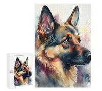 1000 PCS Jigsaw Puzzles for Adults Teenagerss Watercolor German Shepherd Painting Teenagers Puzzles Family Game Staycation Kill Time Parent-child Interaction 1000 PCS