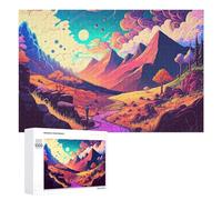 1000 PCS Jigsaw Puzzles for Adults Teenagerss Whimsical Fantasy Landscape with River And Mountains Puzzles for Adults Hands-on Game Precision Cutting Parent-child Interaction 1000 PCS