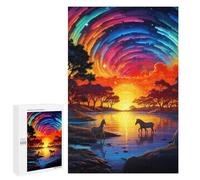 1000 PCS Jigsaw Puzzles for Adults Teenagerss Zebra Serenity Sunset Reflections Puzzles for Adults Hands-on Game Precision Cutting Parent-child Interaction 1000 PCS