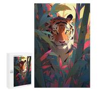 1000 PCS Jigsaw Puzzles for Adults Tiger in Tropical Jungle Teenagers Puzzles Hands-on Game Improve Memory Parent-child Interaction 1000 PCS